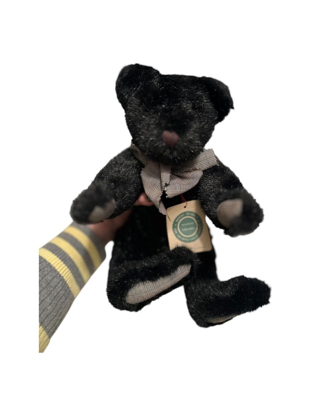 Boyds Bears The Archive Collection Black Teddy Bear #1364 Plaid Bow & Paws VTG